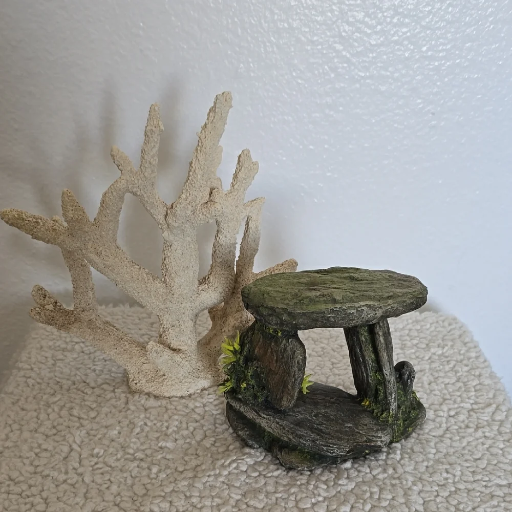 Aquarium Decor Set with Coral and Cave